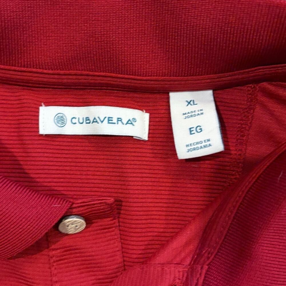 Men's XL Cubavera Short Sleeve Polo Golf Shirt Red Button Polyester Ribbed XL - Picture 4 of 6